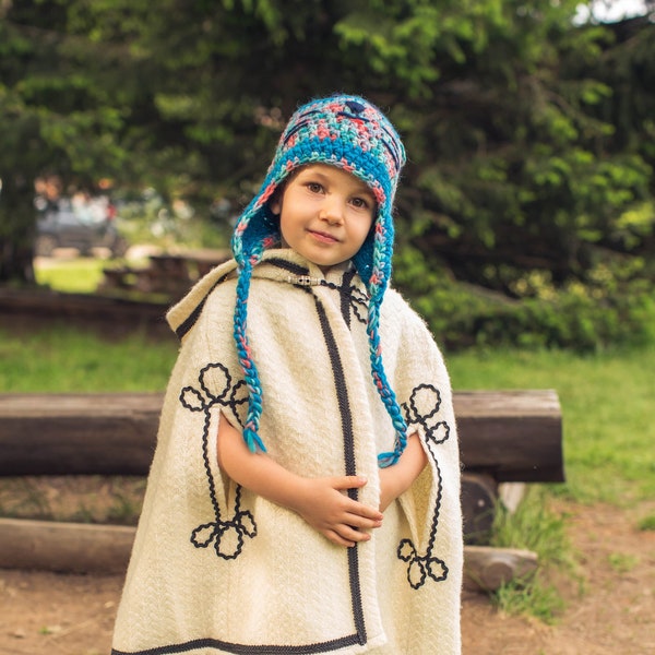 Pardessus traditionnel bulgare pour enfants en laine - Yamurluk, Pardessus traditionnel pour enfants en laine, Pardessus en laine biologique pour enfants, Cadeau chaleureux