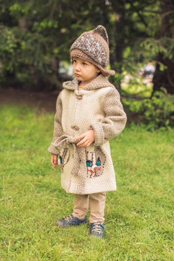 Abrigo de lana para ninos con forro de viscosa capucha y bolsillos con osito de peluche Abrigo de lana para ninos Abrigo de lana para ninos con estilo Etsy Mexico