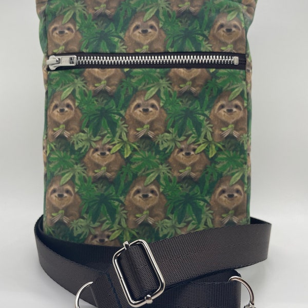 Rainforest Sloth Adjustable and Reversible Crossbody Handbag