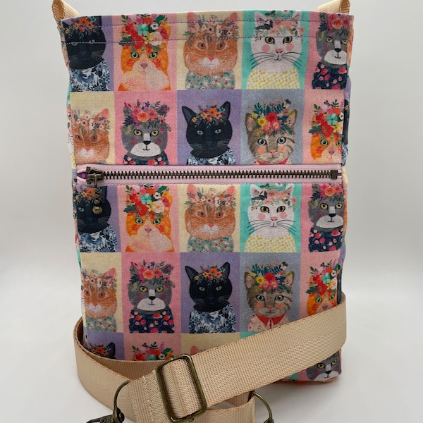 Pretty Kitties Adjustable and Reversible Crossbody Handbag