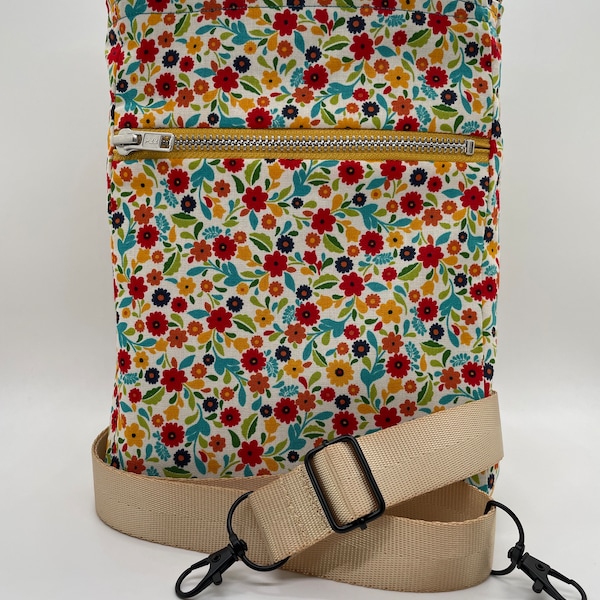 Floral Adjustable and Reversible Crossbody Handbag