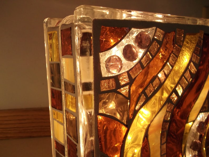 Mosaic Stained Glass Block Etsy