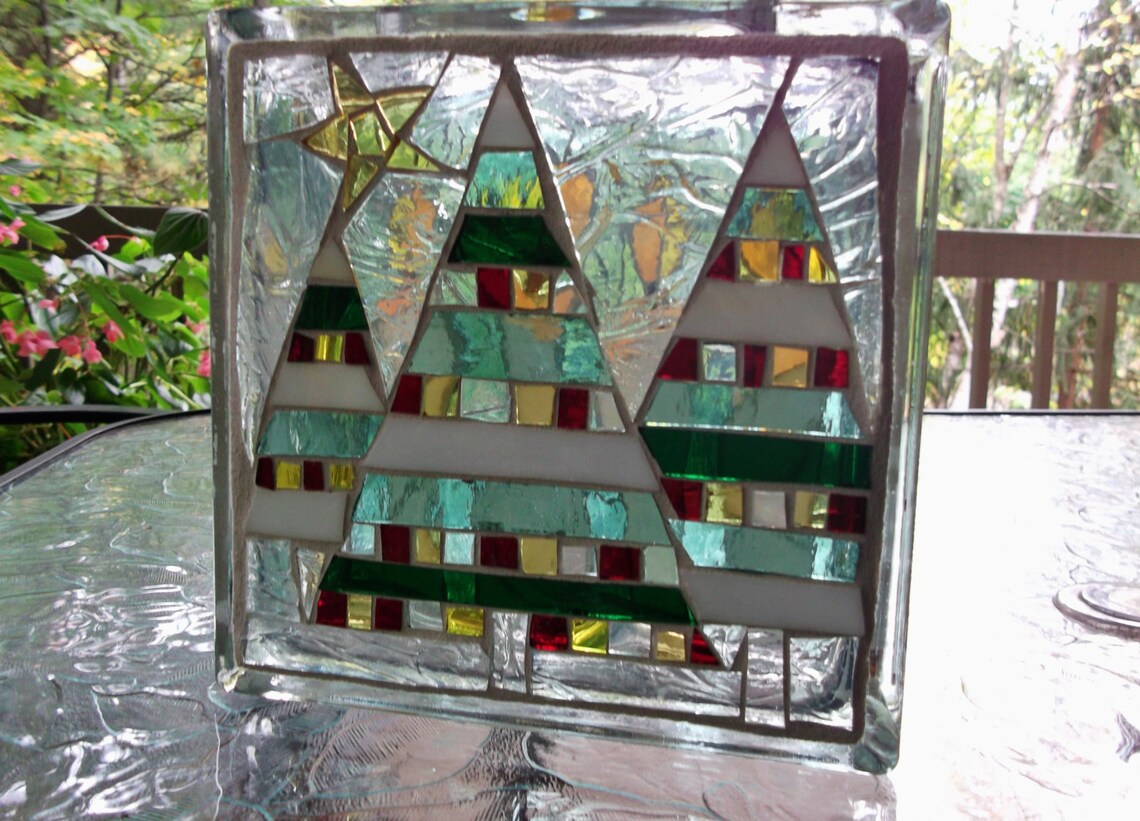 Christmas Stained Glass Mosaic Light Box Etsy