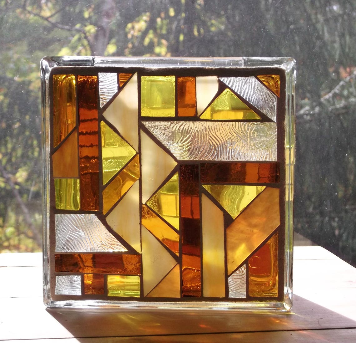 Stained Glass Mosaic Block Light Nightlight Suncatcher Etsy