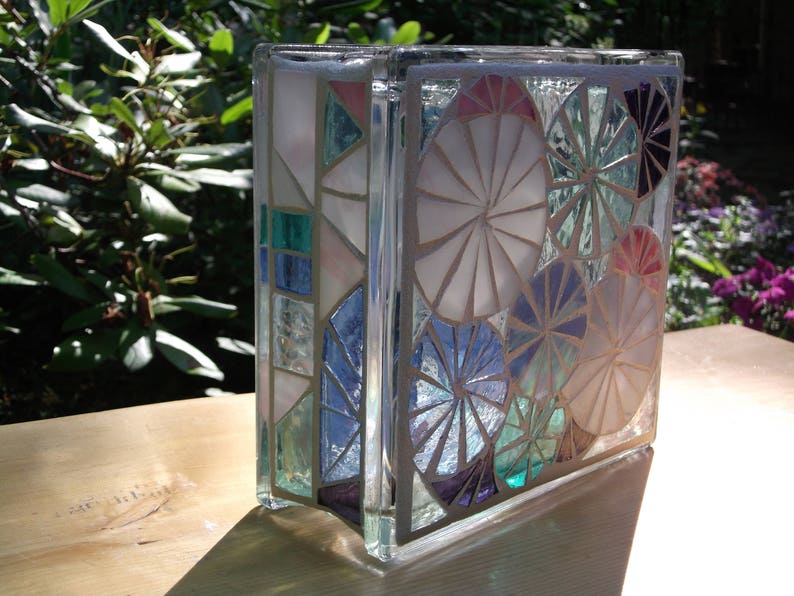 Mosaic Stained Glass Block Abstract Lamp Light Etsy