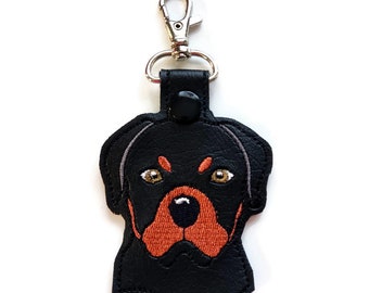 Rottweiler Dog Key Chain, Key Fob Zipper Pull