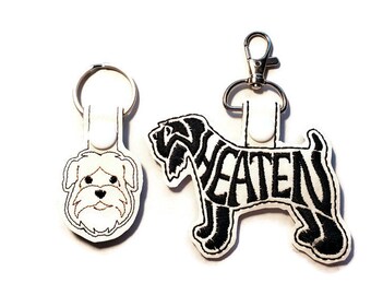 Wheaten Terrier Dog Key Chain, Key Fob, Zipper Pull, Snap Tab