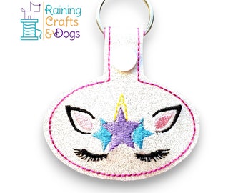 Unicorn Bag Tag | Personalized Unicorn Keychain for Backpacks & Purses | Faux Leather Mythical Creature Charm