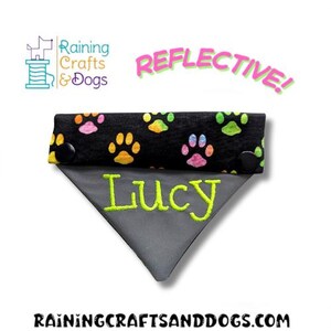 NEW! Personalized Reflective Dog Bandanas, Snap On