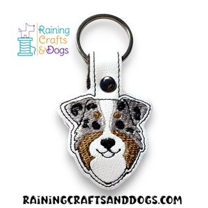 Aussie Australian Shepherd Key Chain, Key Fob, Zipper Pull, Snap Tab