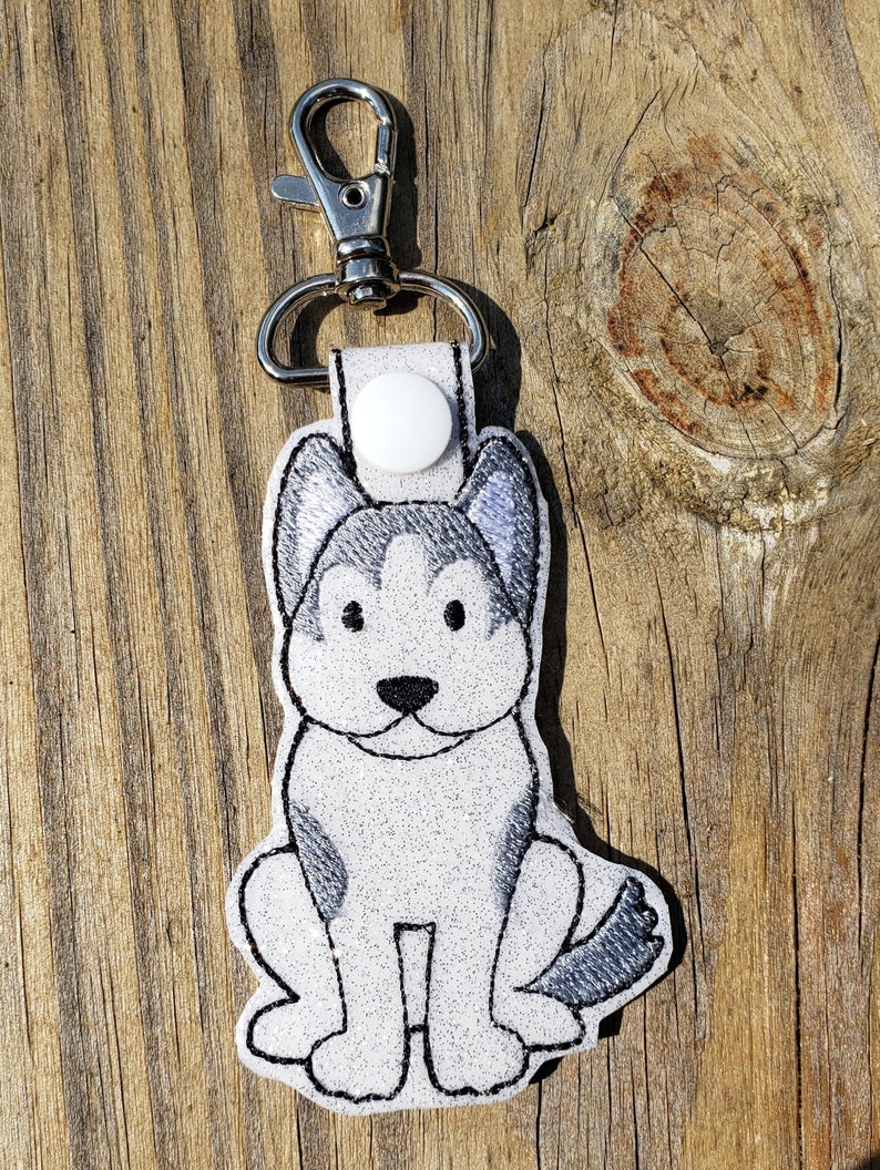 Husky Dog Key Chain Key Fob Zipper Pull Snap Tab image 1