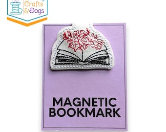 Marcapáginas magnético con diseño floral – Vinilo con hilos de colores personalizados