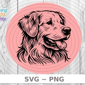Línea de arte de cara de perro Golden Retriever svg png Descarga digital