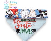 Christmas Dog Bandana,  Snap Over the Collar