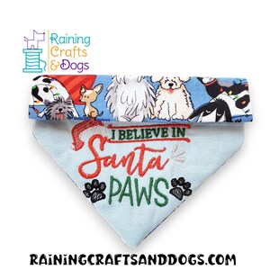 Christmas Dog Bandana,  Snap Over the Collar