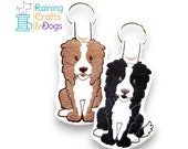 Border Collie Dog Key Chain, Key Fob, Zipper Pull, Snap Tab