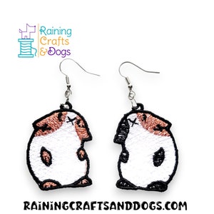 Guinea Pig Earrings - Cavie Earrings FSL Embroidered - Guinea Pig Jewelry