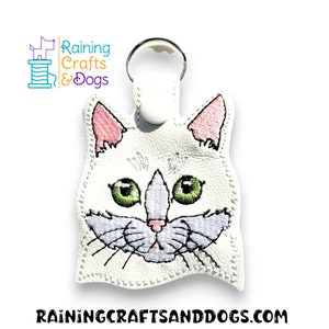 Cat Face Key Chain, Charm, Key Fob, Zipper Pull, Snap Tab