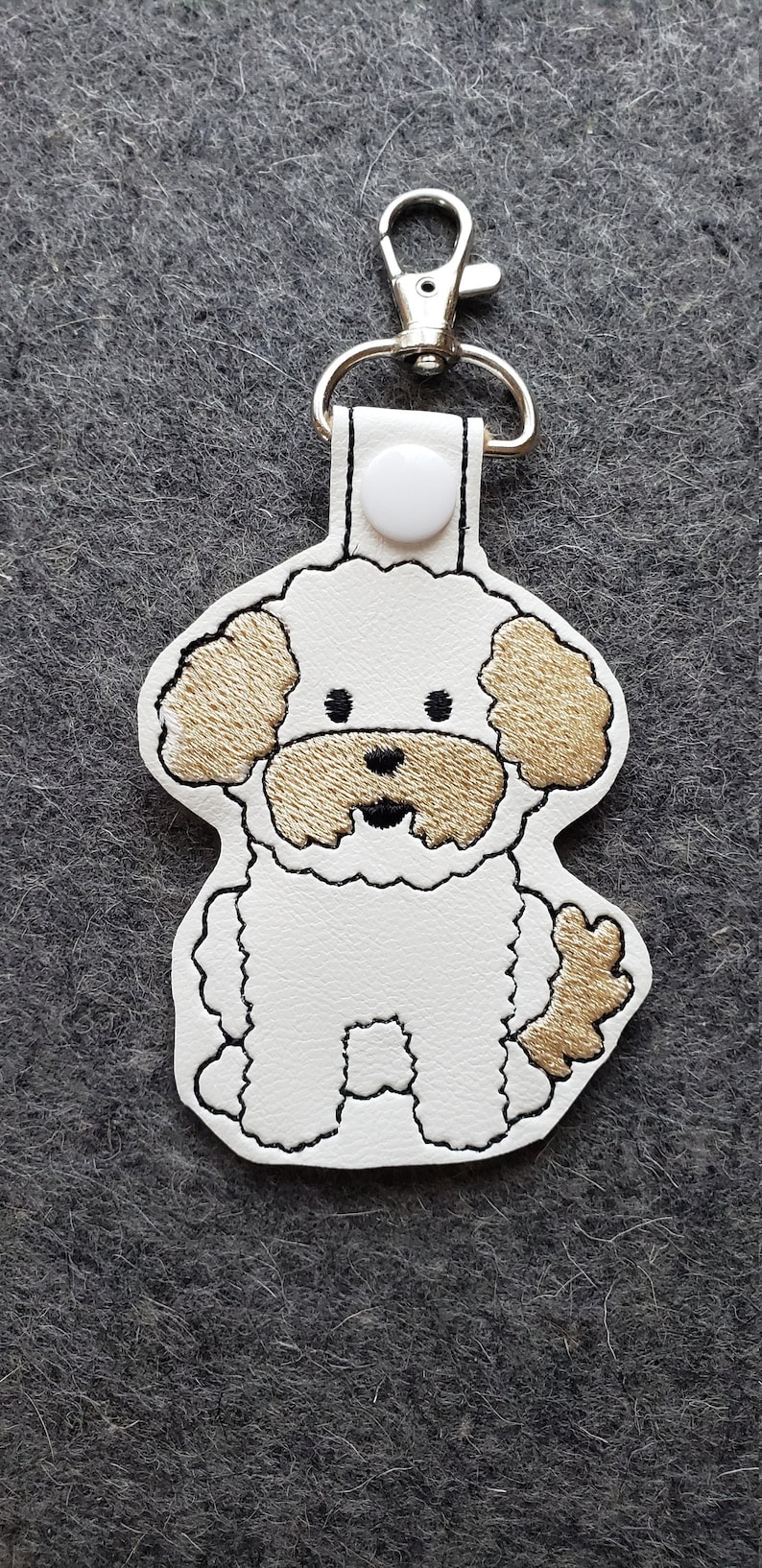 Bichon Frise Dog Key Chain Key Fob Zipper Pull Snap Tab image 1