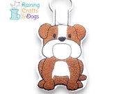 Bulldog Dog Key Chain, Key Fob, Zipper Pull, Snap Tab