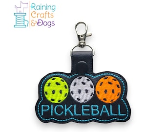 Pickleball Key Chain, Charm, Key Fob, Zipper Pull, Snap Tab