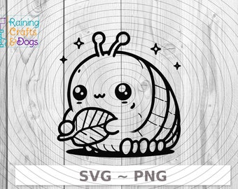 Isópodo Roly Poly con hoja SVG PNG Descarga digital