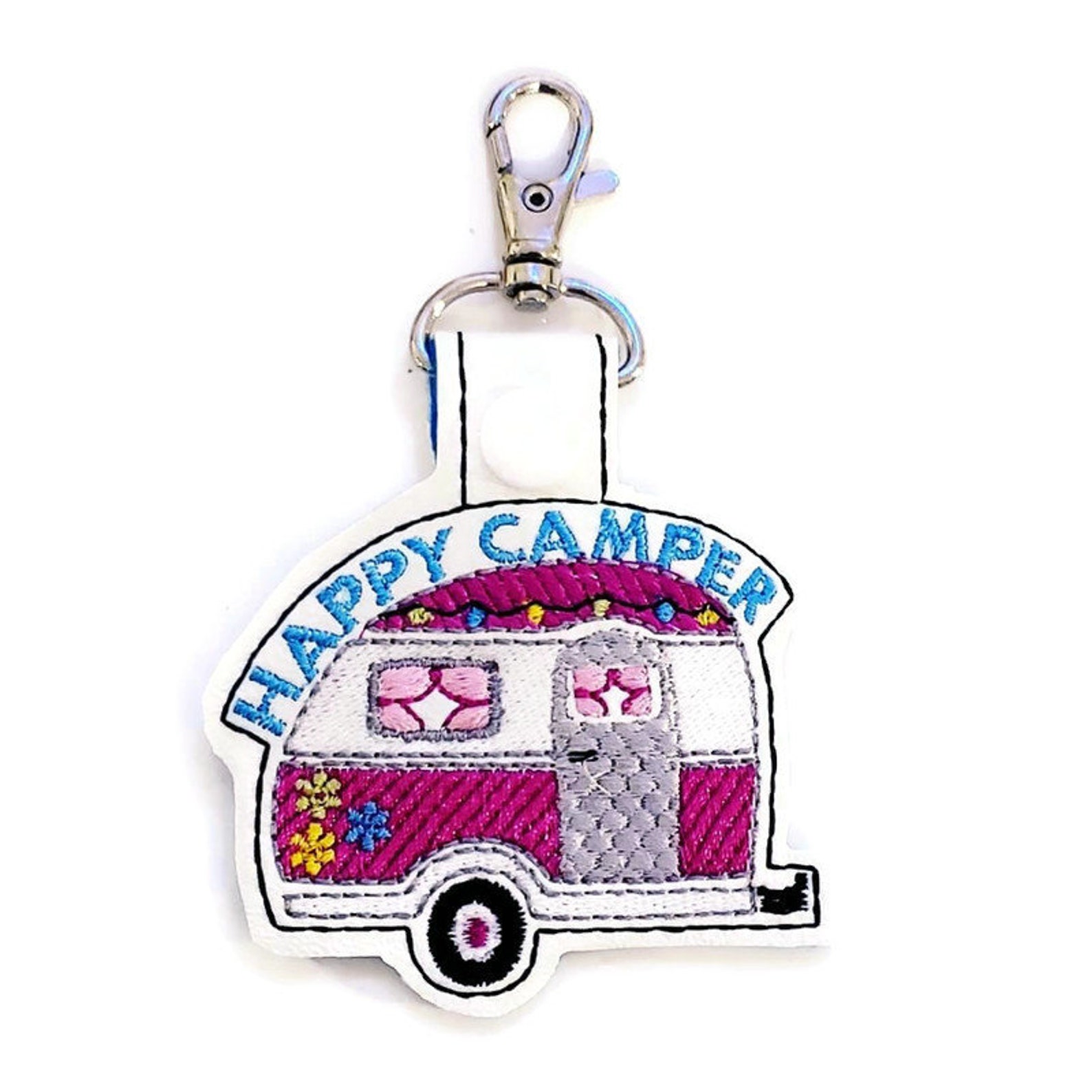 Happy Camper RV Key Chain Key Fob Zipper Pull Snap Tab Etsy