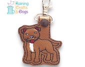 Pit Bull Dog Key Chain, Key Fob, Zipper Pull, Snap Tab