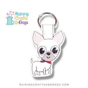 Chihuahua Cartoon Dog Key Chain, Key Fob, Zipper Pull, Snap Tab