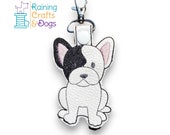 French Bulldog Dog Key Chain, Key Fob, Zipper Pull, Snap Tab