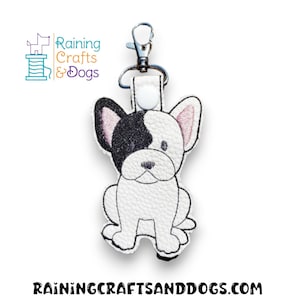 French Bulldog Dog Key Chain, Key Fob, Zipper Pull, Snap Tab