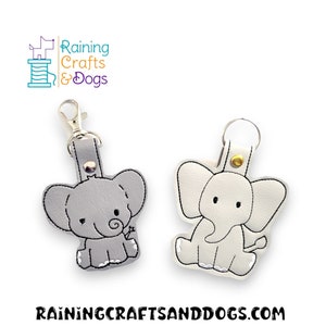 Elephant Key Chain, Key Fob, Zipper Pull, Snap Tab