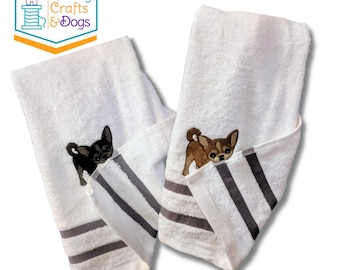 Toallas de mano bordadas con cachorros juguetones – Toallas de baño y cocina