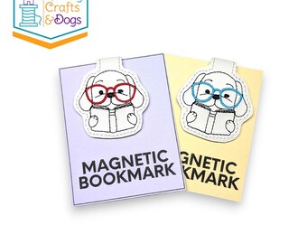 Marcador magnético de perro con gafas / Marcador de página magnético duradero
