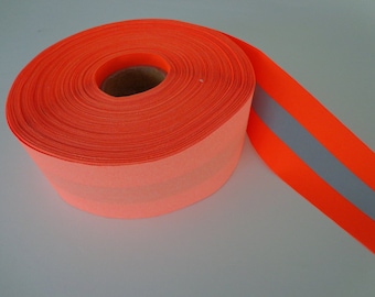 Orange Reflective Sew-on Vest Trim Fabric Tape - (sold by the yard)