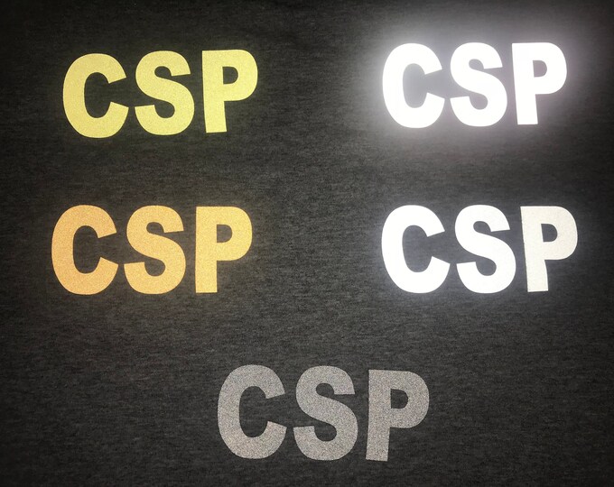 6" Inch Iron on Custom Reflective Letters etc, 5 colors