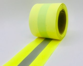 Yellow Reflective Sew-on Vest Trim Fabric Tape - (sold by the yard)