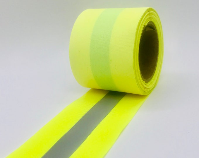 Yellow Reflective Sew-on Vest Trim Fabric Tape - (sold by the yard)