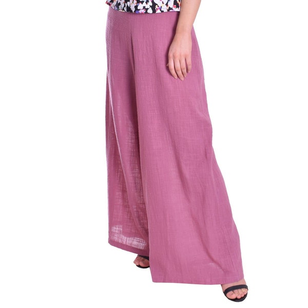 Light Cotton Trousers Summer Pants Wide Leg Pull On Super Comfy Rose Pink