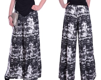 Wide Leg Summer Pants Trousers Palazzo Style Pull On Stretchy