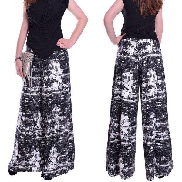 Wide Leg Summer Pants Trousers Palazzo Style Pull On Stretchy