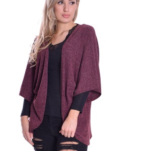 Kimono Open Style Cardigan Super Soft Feel Good Knitted Lounge Wear Loose Fit Colour Oxblood