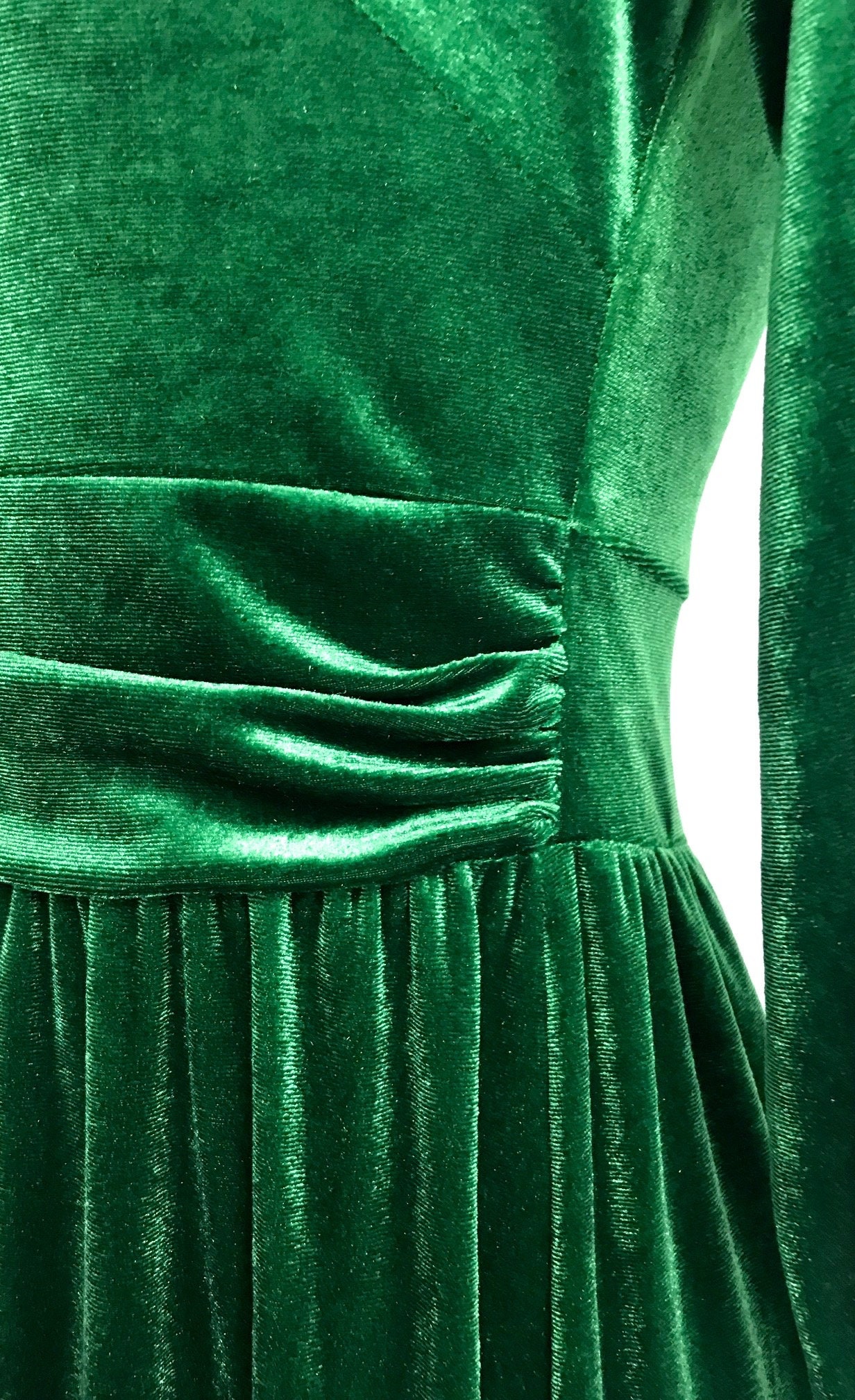 Emerald Green Velvet Dress Sweetheart Neckline Extra Long Open - Etsy UK