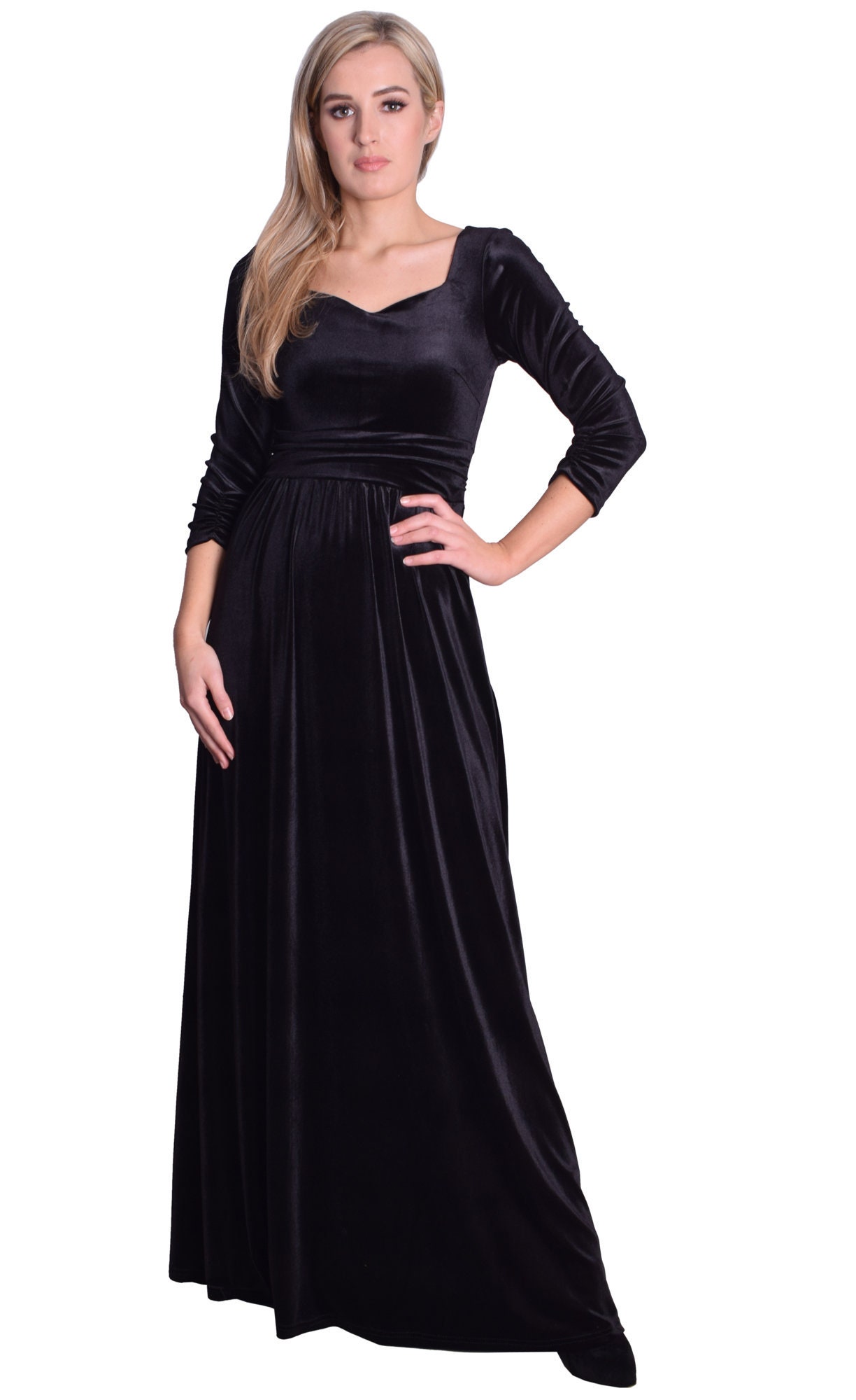 Black Velvet Wedding Dress Empire Style Sweetheart Neckline Etsy