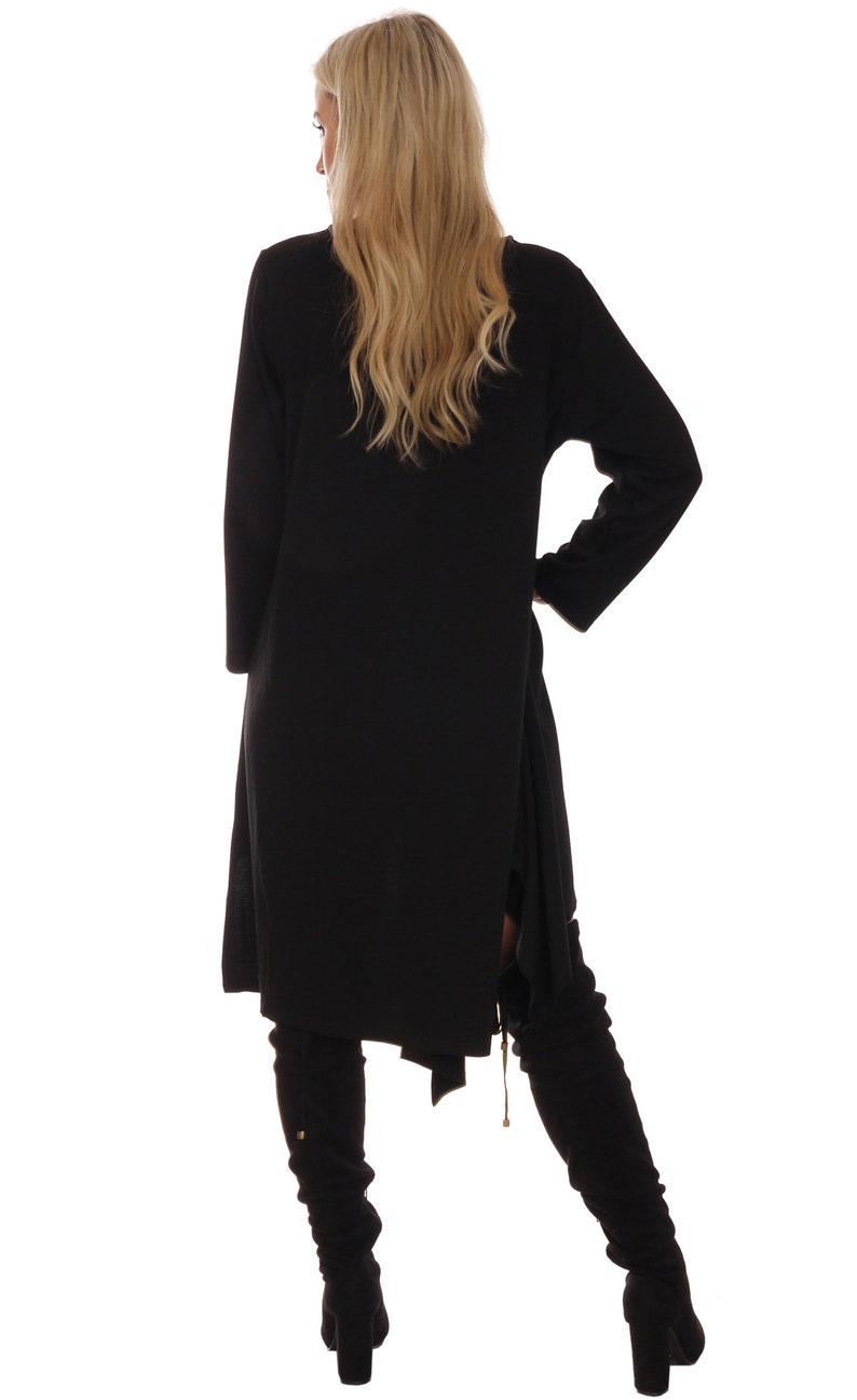 Black Tunic Dress Asymmetric Loose Fit Long Sleeve UK 16/18 Etsy