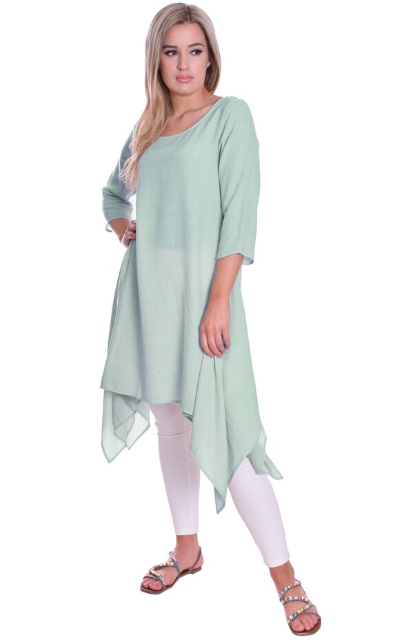 Summer Blouse Top Tunic Long Sleeve Lagenlook Style by MontyQ Cymru