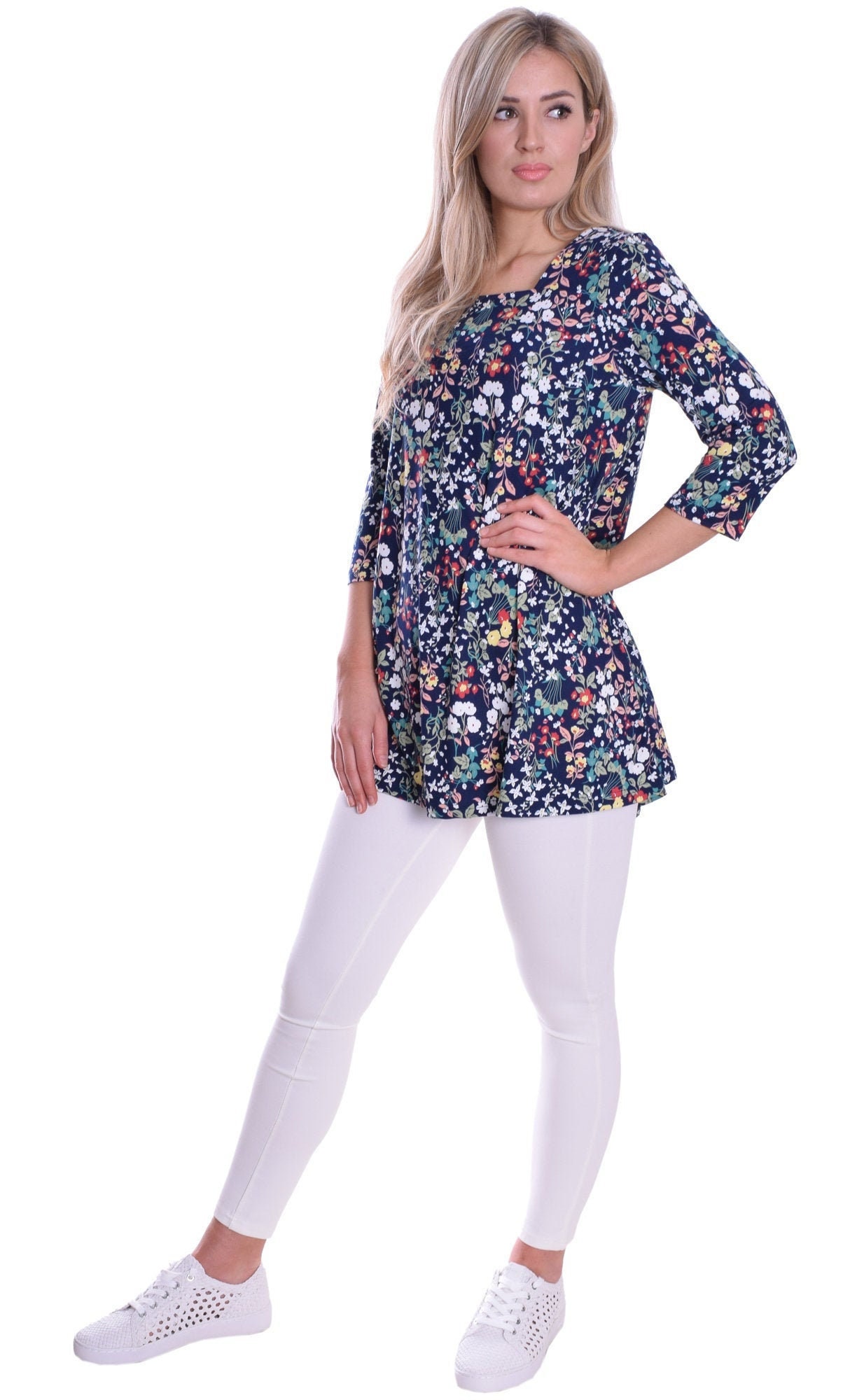 Plus Size Ladies Long Top Tunic 3/4 Sleeve Light Loose Fit - Etsy UK