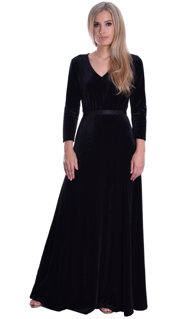 long black velvet dress uk
