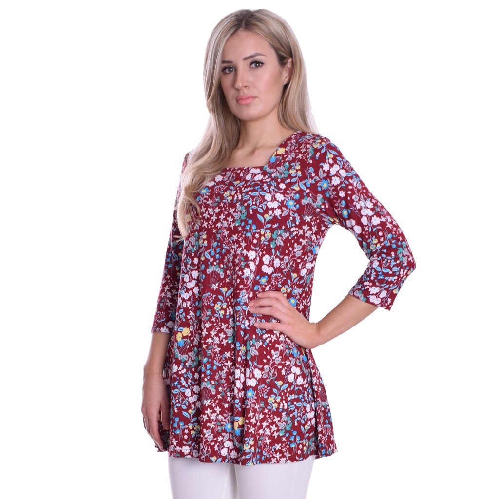 High low banded 3/4 sleeve tunic main image 0