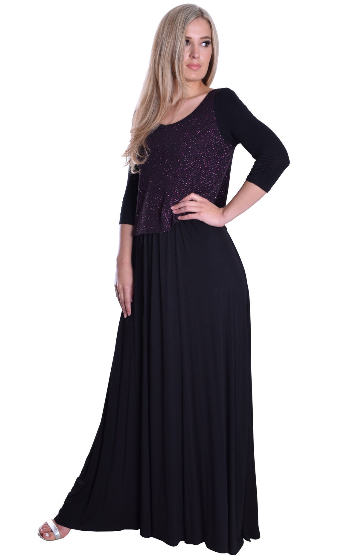 Elegant Long Summer Evening Party Dress Concert Theatre Outfit Round ...